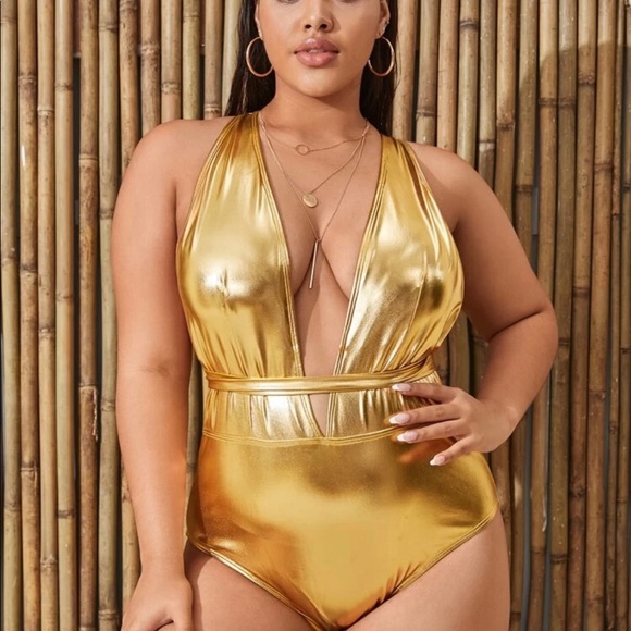 SHEIN Other - SHEIN Metallic Criss Cross Swimsuit